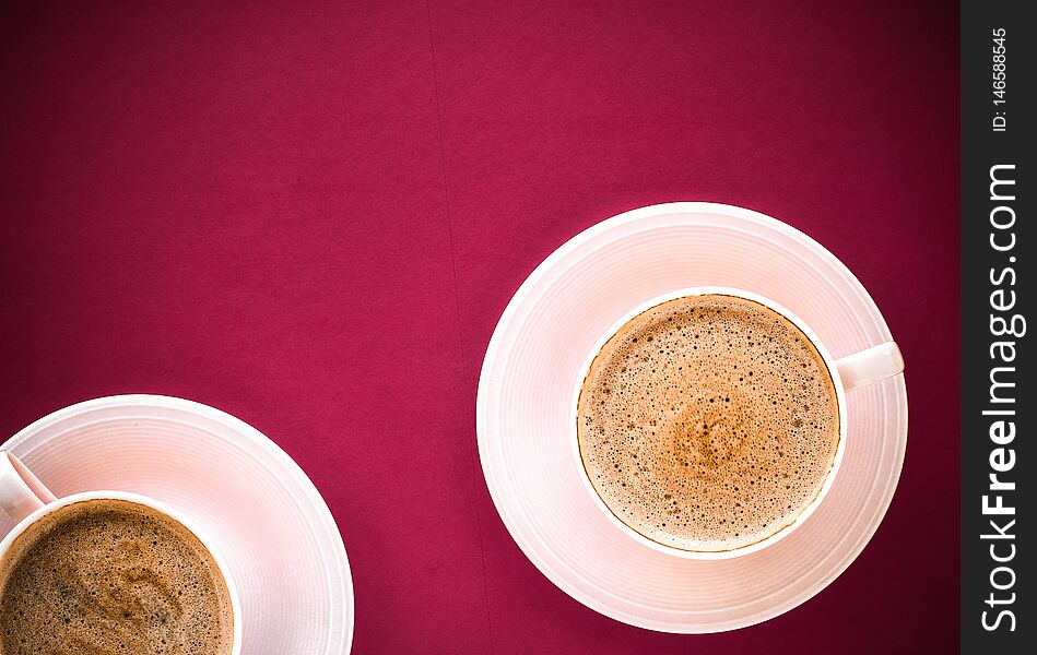 Hot drink, breakfast and vintage style concept - Coffee in the morning, flatlay background with copyspace