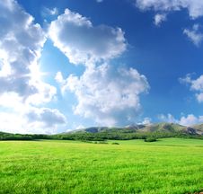 Green Meadow In Mountain Royalty Free Stock Photo Green Meadow In Mountain Royalty Free Stock Photo
