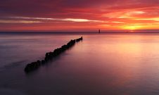 Beautiful Sunrise At Baltic Beach In Poland Stock Photography