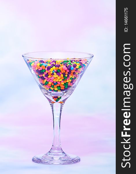 Martini glass filled with candy