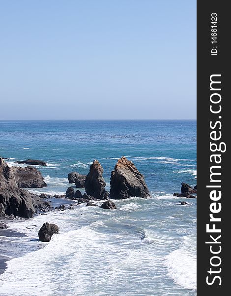 Scenic view of a rocky California coastline. Scenic view of a rocky California coastline