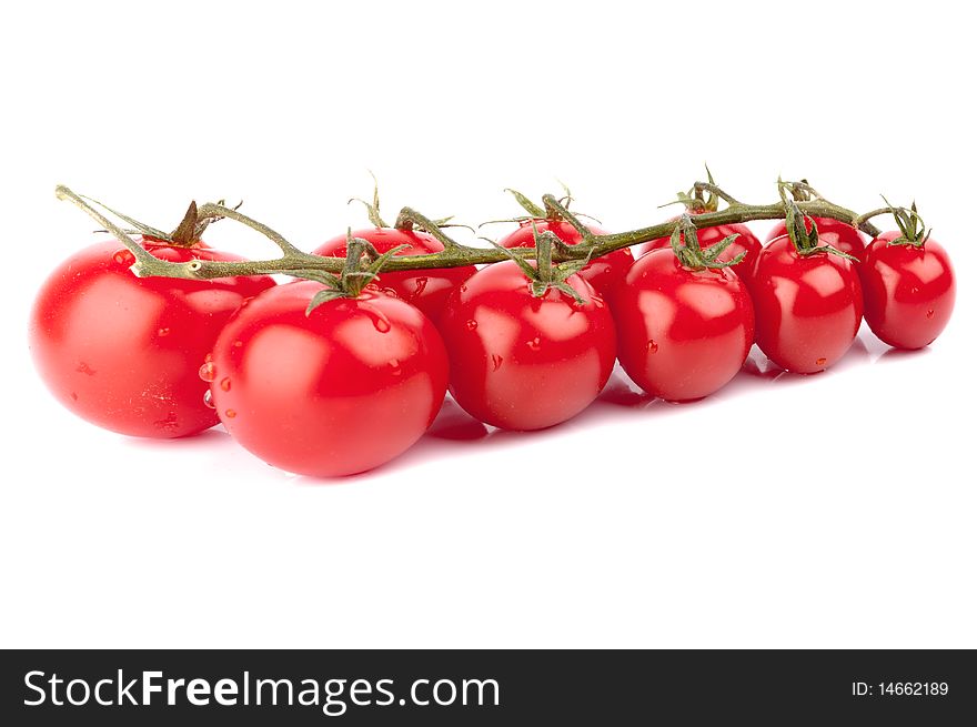 Cherry tomatoes isolated on white background.