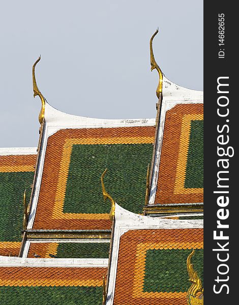 Roof of Wat Phra Keaw at Bangkok, Thailand