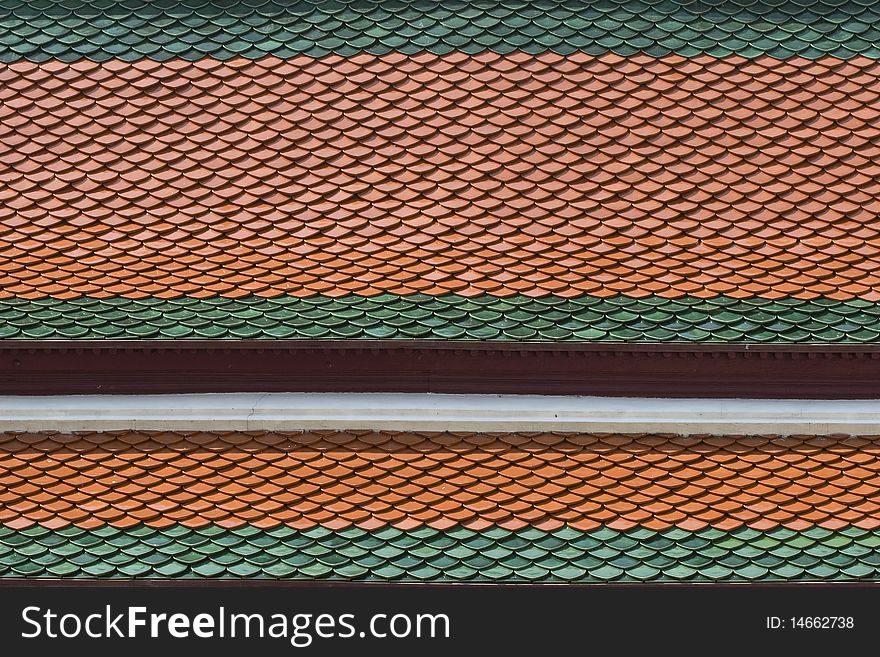 Roof of Wat Phra Keaw at Bangkok, Thailand