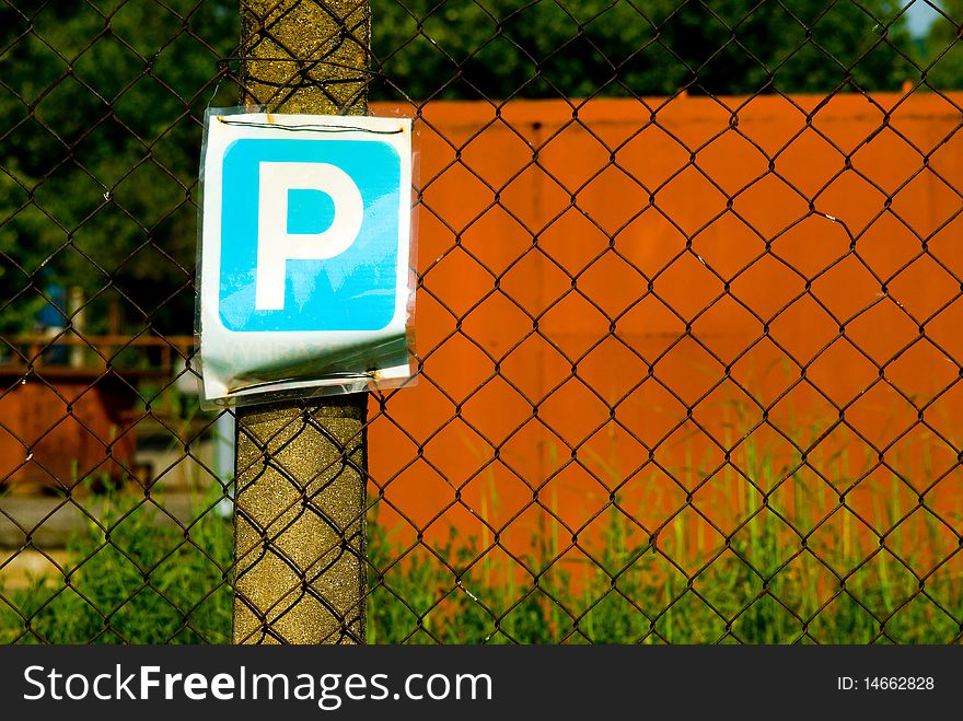 Parking sign and red backgroun. Parking sign and red backgroun