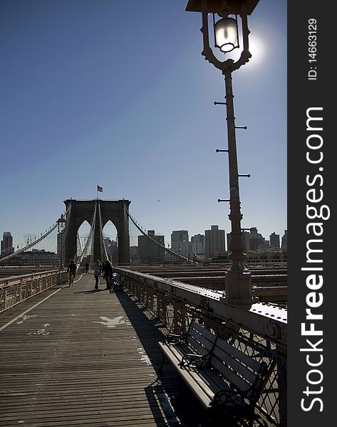View of the Brooklyn bridge in New York
