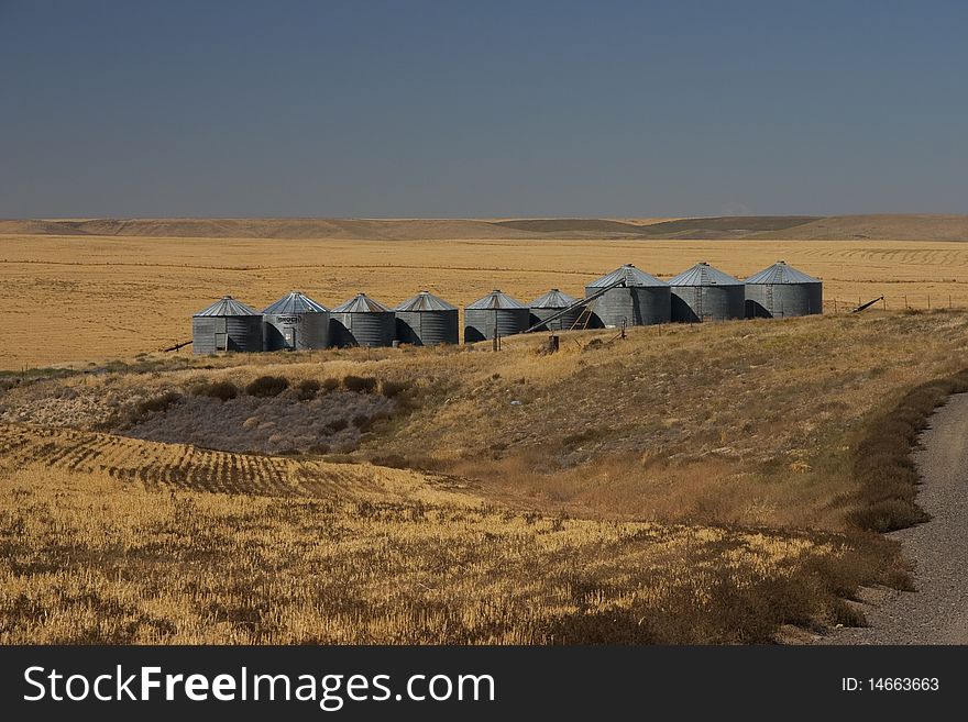 Silos in the countryside of the State of Idaho