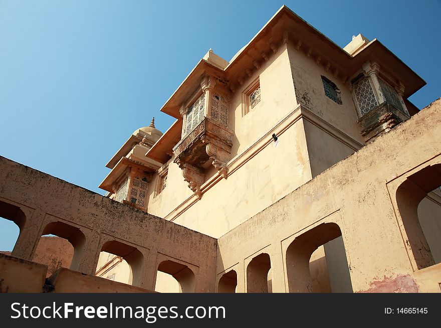 Structures inside Amber Fort, near Jaipur, India