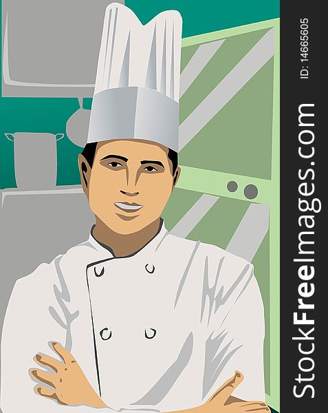 Image of a chef who is busily cook his gourmet. Image of a chef who is busily cook his gourmet.