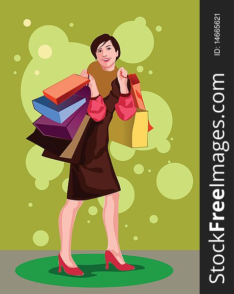 Image of a female shopper who is shopping in a mall. Image of a female shopper who is shopping in a mall.
