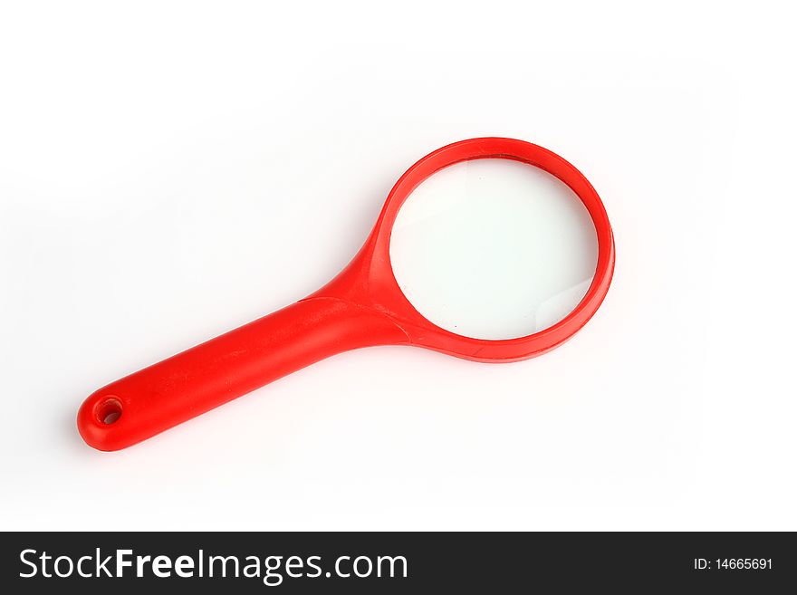 Magnifier lens with handle, white isolated