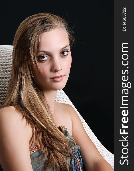 Beautiful young female model with blue eyes. Beautiful young female model with blue eyes