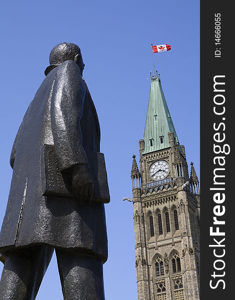 Statue of John Diefenbaker at Parliament Hill, Ottawa, Canada