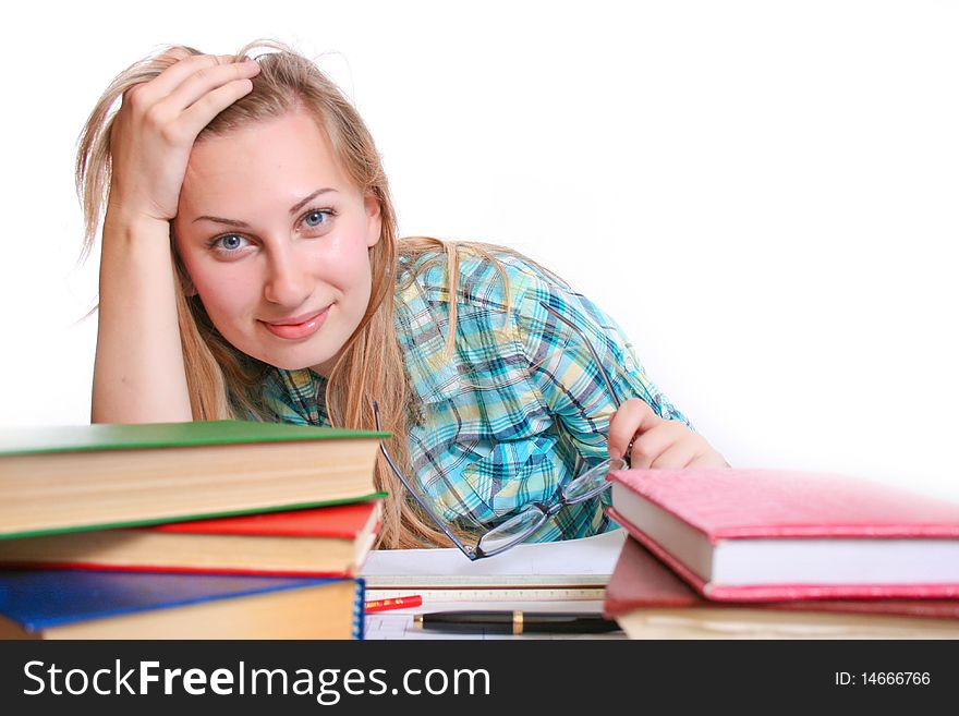 Portrait of a beautiful young female student .