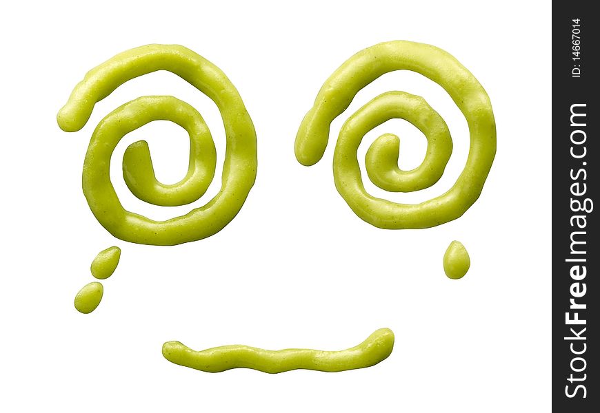 Mustard smiling face on white background