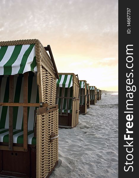 Beach chairs on norther German beach. Beach chairs on norther German beach