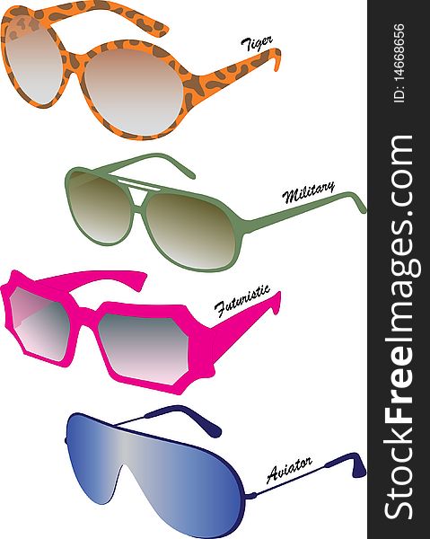 Color sunglasses of different style