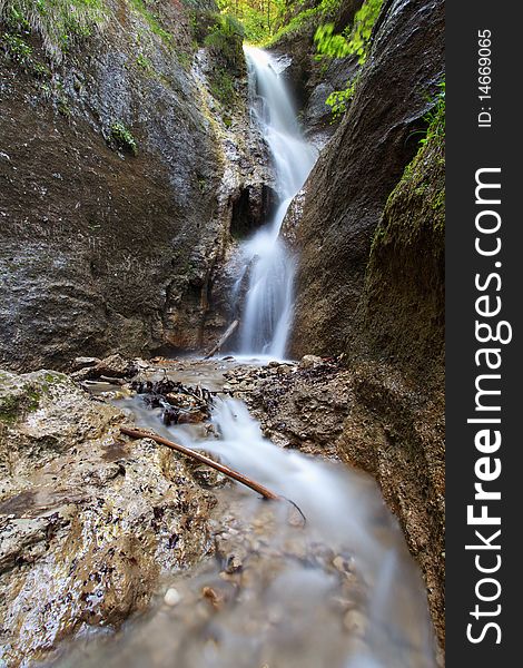 Waterfall in Slovakia. Name of waterfall is Hlbocky