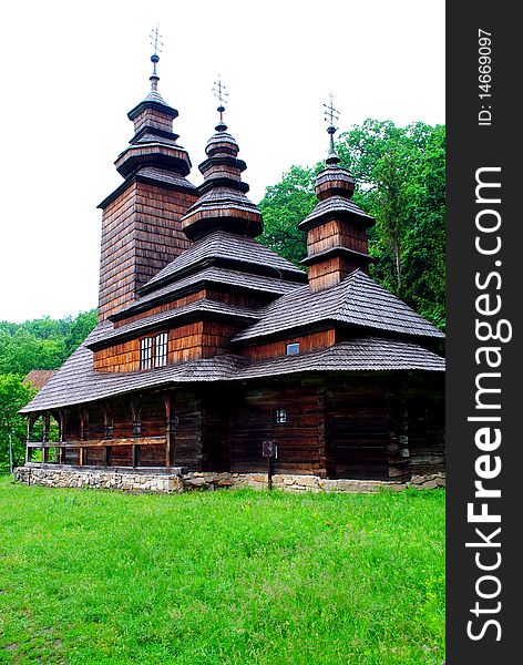Old wooden church in the forest. Old wooden church in the forest