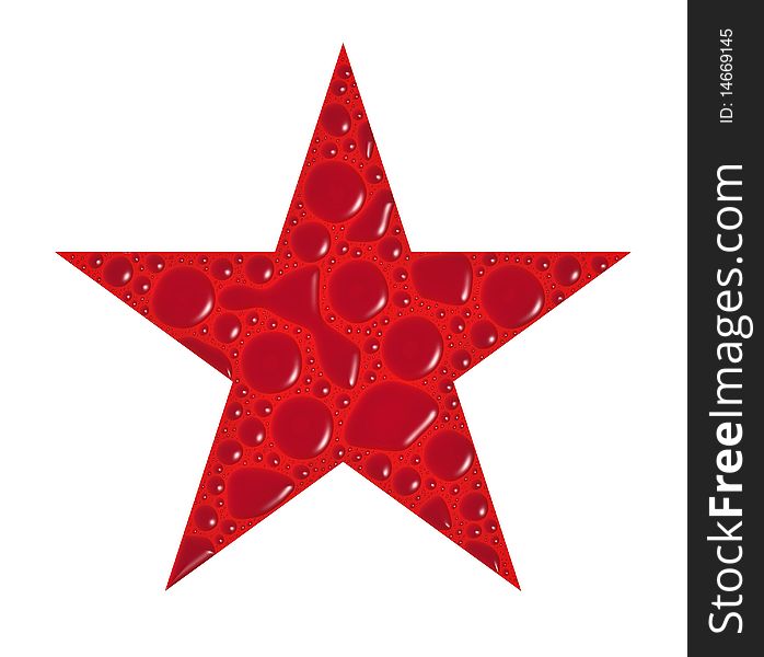 Generated red star with liquid bubbles. Generated red star with liquid bubbles