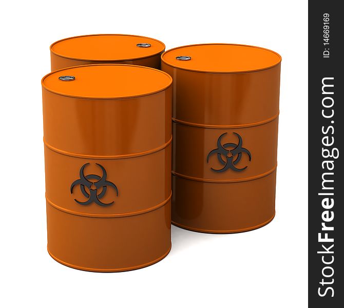 Biohazard barrels isolated on white background