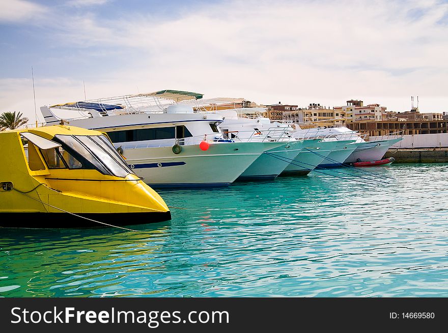 Luxury yachts at the bay.