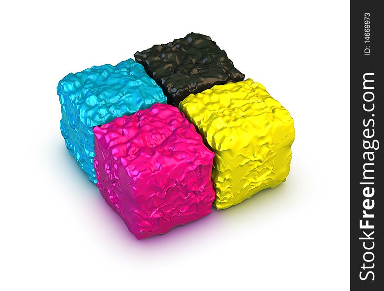 Color cmyk cubes pallete isolated. Color cmyk cubes pallete isolated