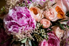 Pink Roses And Peonies In A Bouquet Royalty Free Stock Photography