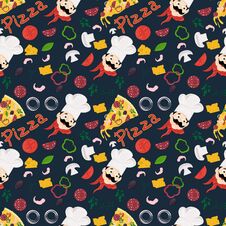 Seamless Pattern_1_illustration, On The Theme Of Italian Pizza Cuisine, For Decoration And Design Flat Style Stock Photography