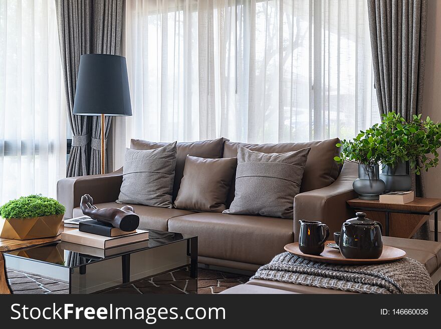 comfrotable living room with modern sofa