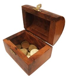 Wooden Chest With Coins Stock Photos Wooden Chest With Coins Stock Photos