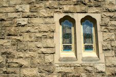 Stone Wall With Stained Glass Windows Stock Photo Stone Wall With Stained Glass Windows Stock Photo