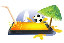 Mobile Phone Connecting With Holiday. Royalty Free Stock Photo