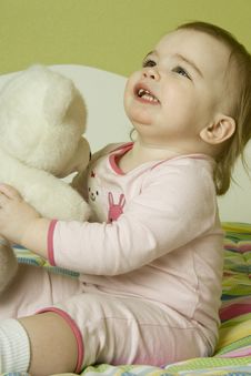 Baby Girl With Teddy Bear Royalty Free Stock Image