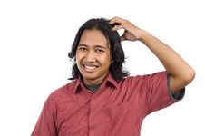Long Hair Man Scratch His Head Stock Photos