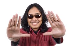 Long Hair Man Framing His Face Royalty Free Stock Photos Long Hair Man Framing His Face Royalty Free Stock Photos
