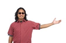 Long Hair Man With Sunglasses Pointing Something Royalty Free Stock Photo Long Hair Man With Sunglasses Pointing Something Royalty Free Stock Photo