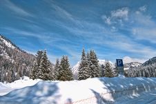 Snow On The Dolomites Mountains, Italy Stock Photo