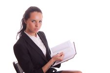 Woman With Pen And Datebook Stock Photos