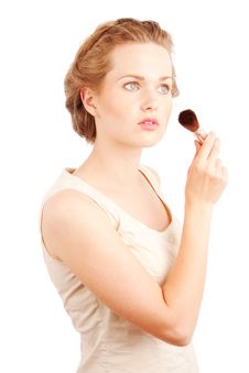 Girl With Powder Brush Royalty Free Stock Photo Girl With Powder Brush Royalty Free Stock Photo