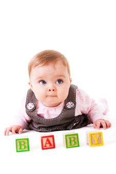 Baby Girl Posing With Blocks Stock Images Baby Girl Posing With Blocks Stock Images