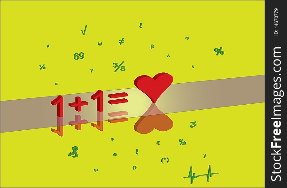 Love and math on a yellow background. Love and math on a yellow background