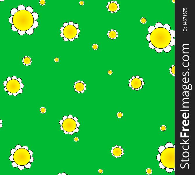 Vector flowers isolated on green meadow