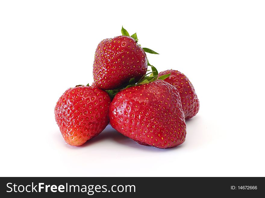 Washed fresh strawberries on the white background. Washed fresh strawberries on the white background