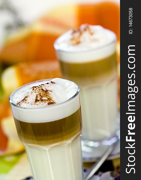 Coffee Latte Macchiato in a glass