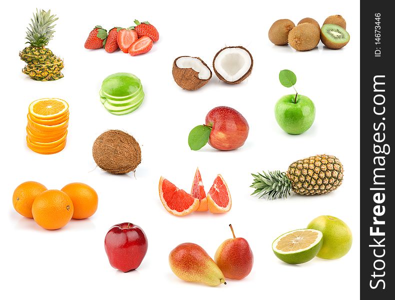 Fruits collection isolated on white background