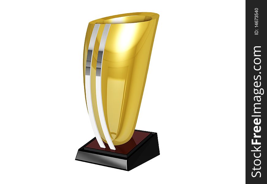 Golden trophy in a isolated background with silver details. Golden trophy in a isolated background with silver details