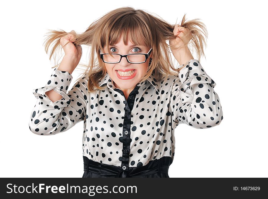 Charming young business woman in glasses