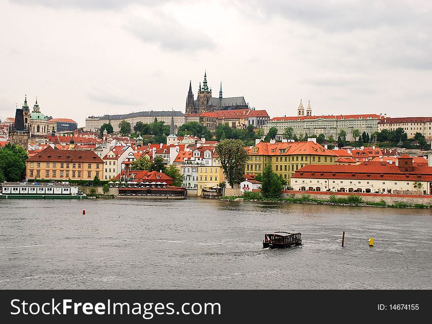 View on river and castle in Prague