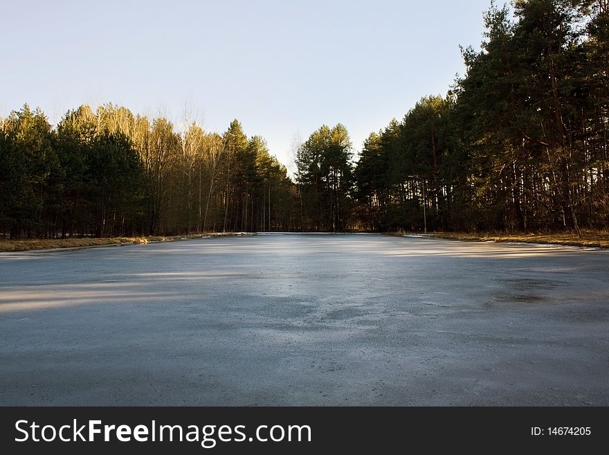 A lake in the forest. A lake in the forest